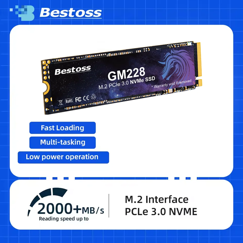 

Bestoss M.2 NVMe PCIe 3.0 128GB 256GB 512GB 1TB Internal Hard Drive SSD For Laptop Desktop