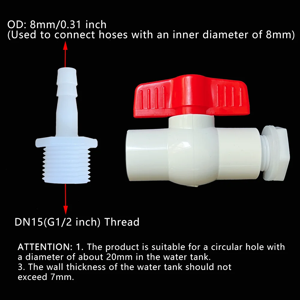 1 قطعة صمام خزان المياه استنزاف التبديل موصل الخرطوم تنظيم التدفق G1/2 بوصة DN15 الموضوع البلاستيك حديقة الري تربية الدواجن #4