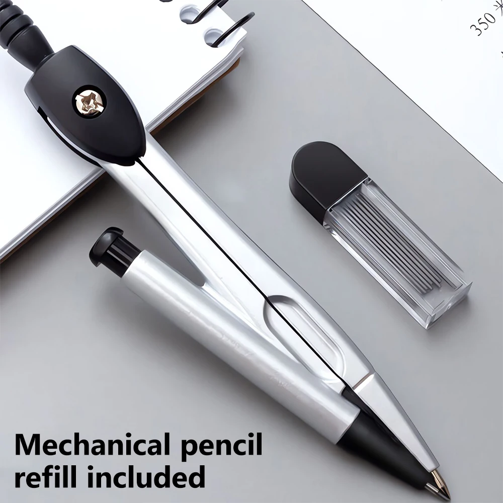 M&G Silver Grey Metal Compass Set Circle Gauge with Lead Core for Exam Drawing School Stationery