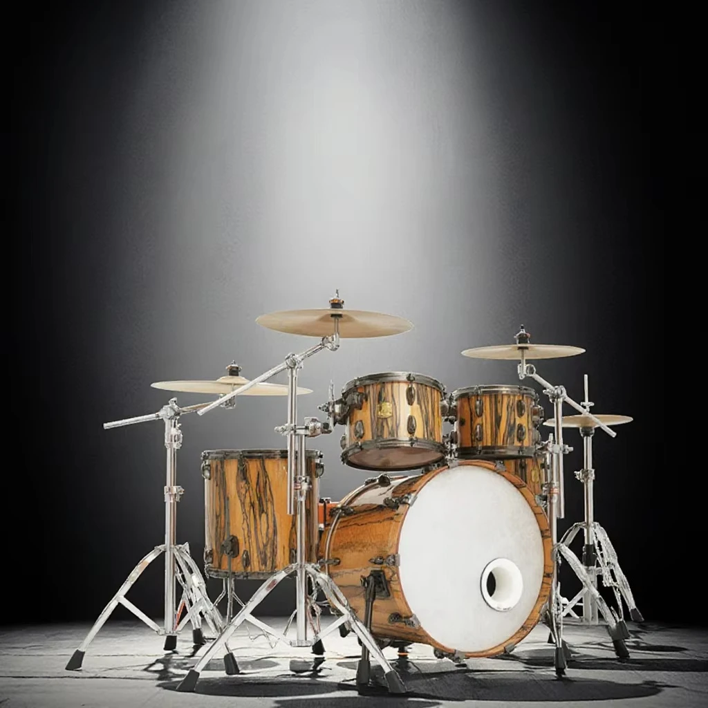 Professional-grade Black and White Ebony Drum Sets High-quality Percussion Instrument