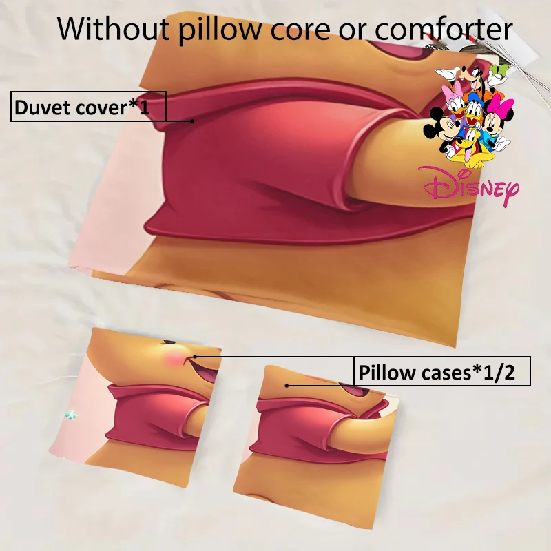 2/3 قطعة ديزني ستيتش ووني ذا بوه طقم غطاء لحاف بدون حشو سحابة مثل نعومة تنفس طقم سرير تصميم لعوب