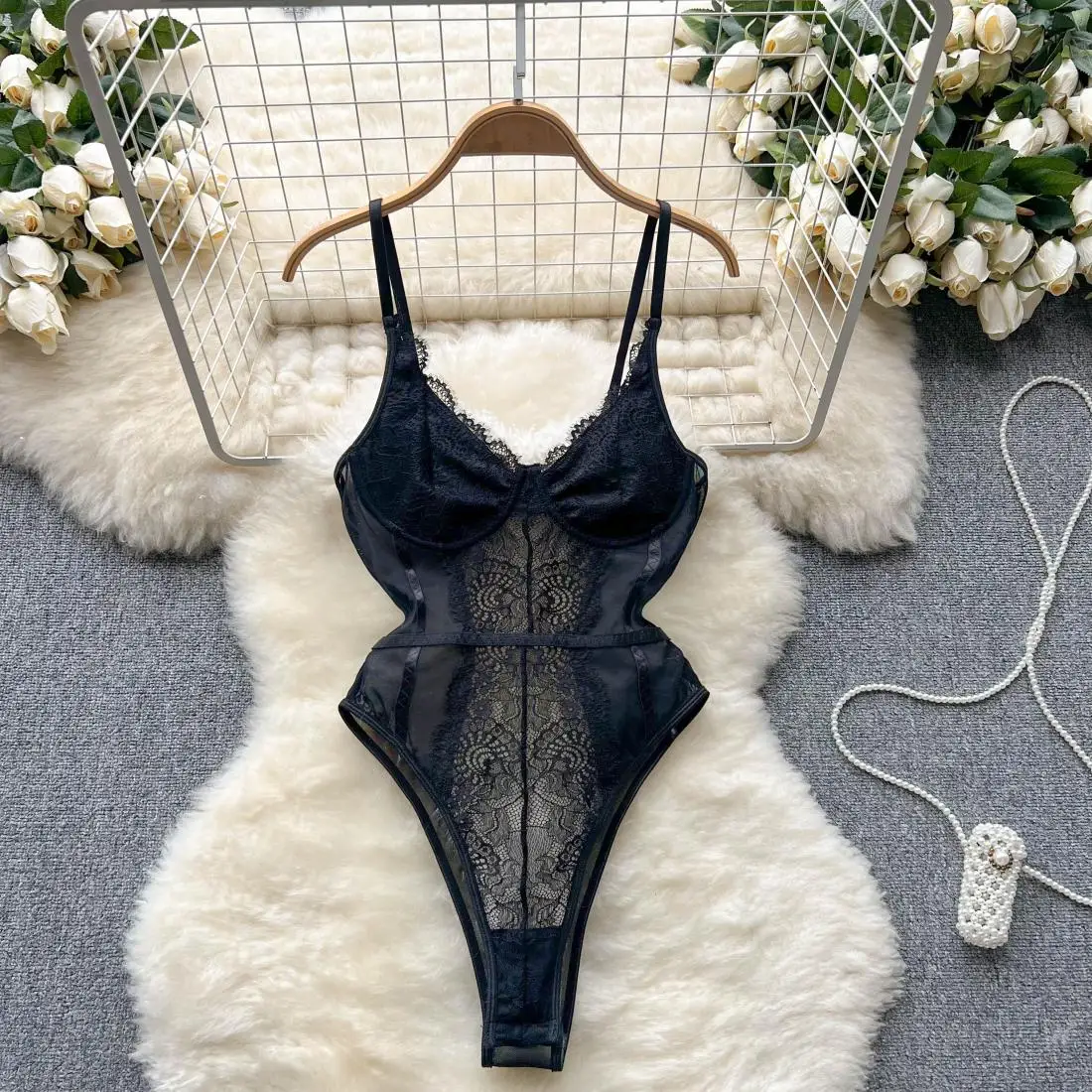 Summer High Split One-Piece Suit Women's Bal Sexy k Button High Waist Commute Sle ort Pants Straight Leg Suit