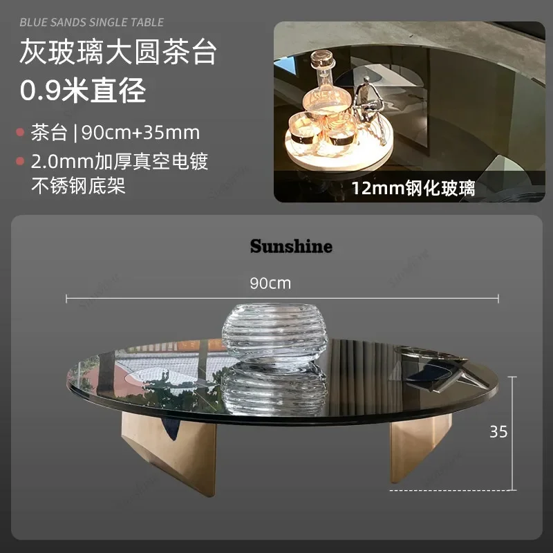 Light luxury coffee table living room household Italian high-end glass suspended tea tableTJ