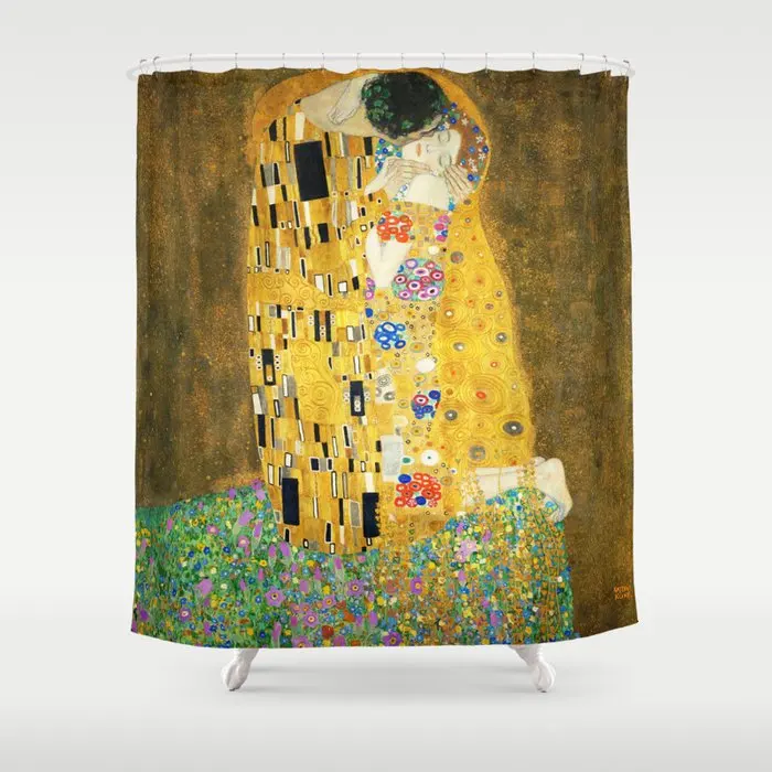 Gustav Klimt The Kiss Polyester Shower Curtain Bathroom Decoration Supplies Waterproof Bathroom Shower Curtain