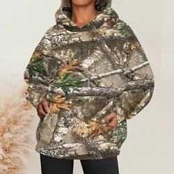 Women's Camo Hoodie Maple Leaf Print Oversized Sweatshirt Long Sleeve Hoodies With Dress Jumpsuit Women Women Long Zip Hoodie