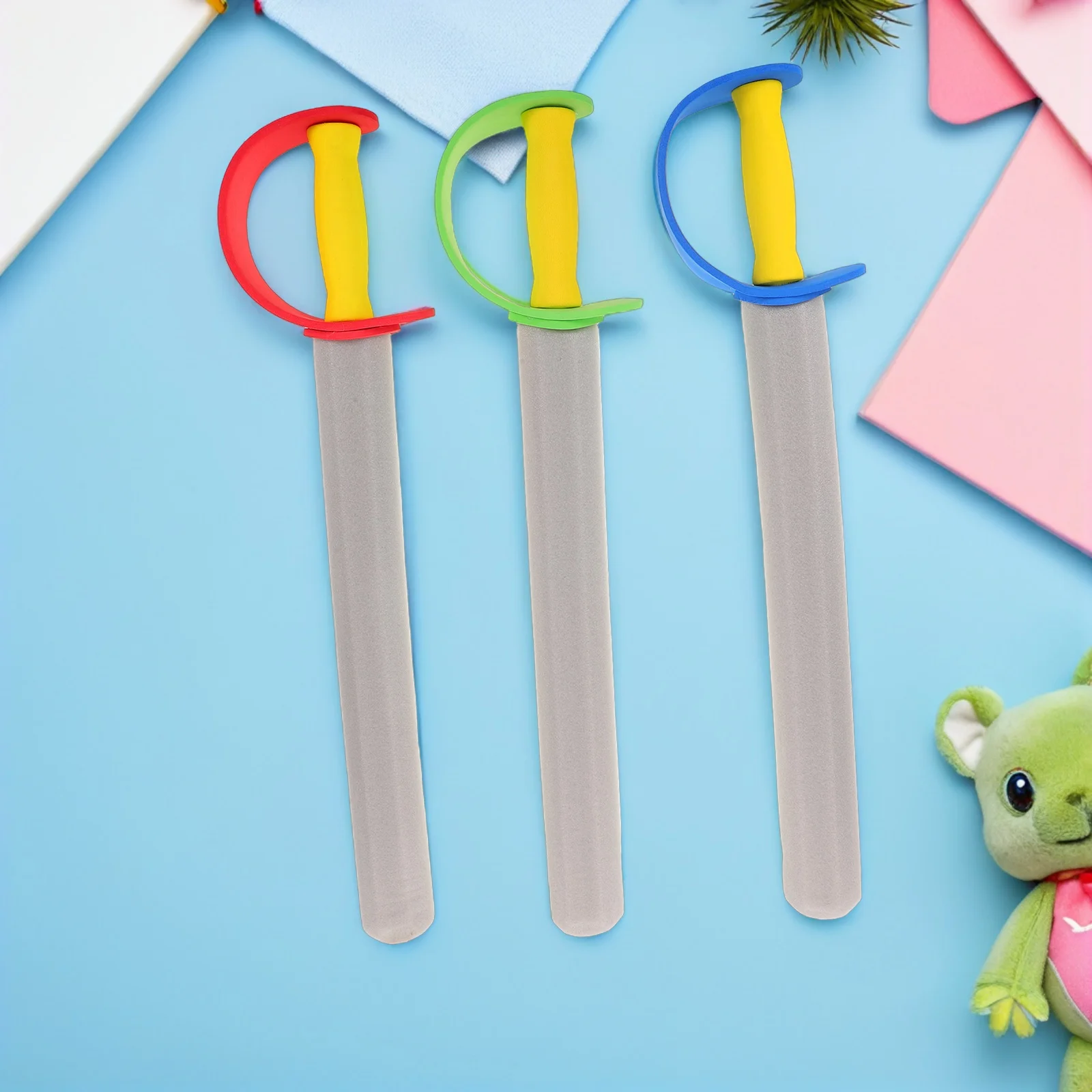 3Pcs Foam Sword Kids Training Tools Realistic Design for Safe Play Fighting Costume Parties Stage Performances Active Play