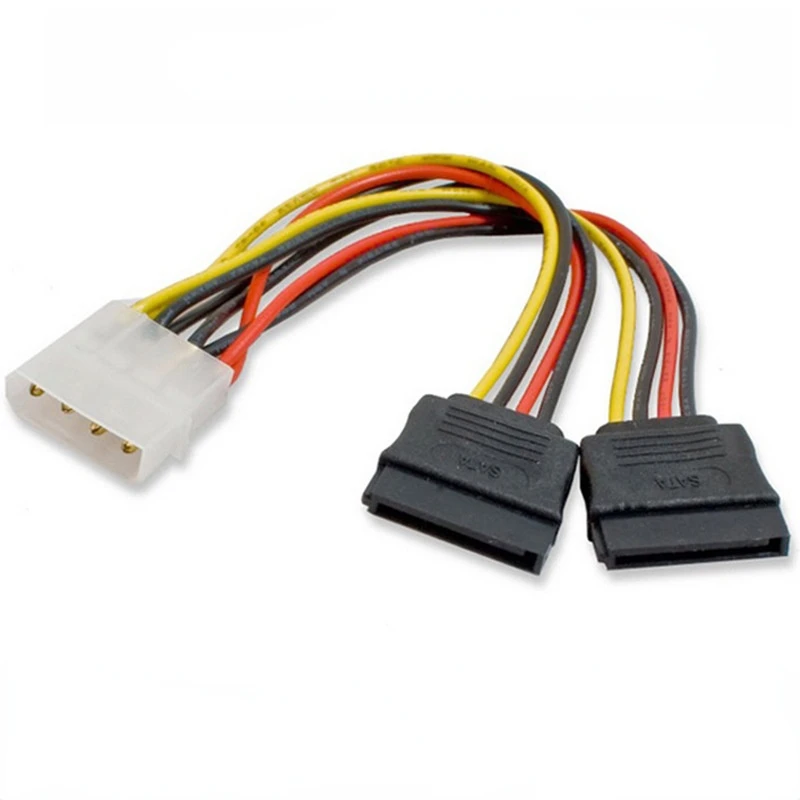 1pcs Serial ATA SATA 4 Pin IDE Molex to 2 of 15 Pin HDD Power Adapter Cable Hot Worldwide Promotion