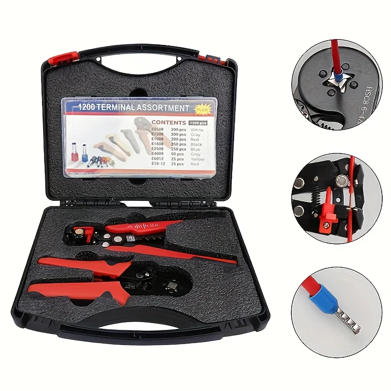 

Набор трубчатых клемм, набор инструментов для обжима наконечников, инструмент для зачистки AWG23-7, саморегулируемый набор инструментов для обжима проводов с храповым механизмом, набор плоскогубцев