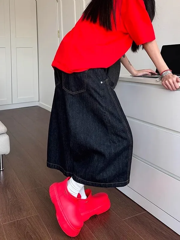 

American Retro Bla Knife Jeans orts Men's Summer Street Sle Loose Casual Wide Leg Seven-Foot Pants Trendy