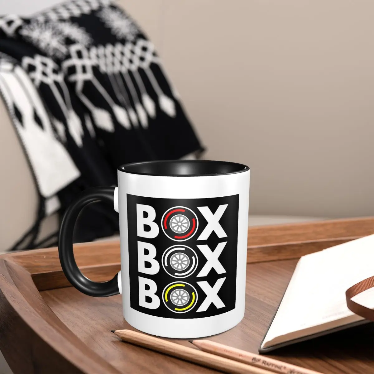 

Box Box Box F1 Tyre Compound White Text Design Mug Funny Ceramic Coffee Cups Tea Mugs Milk Cup Drinkware Gift for Friends