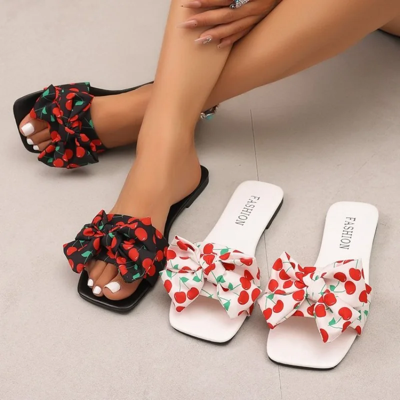 Damen-Slipper 2026 Neuer Trend Flache Slipper Modischer Trend Schleife Rutschfeste Sandalen Verschleißfeste Bequeme Schuhe Slides für Frauen