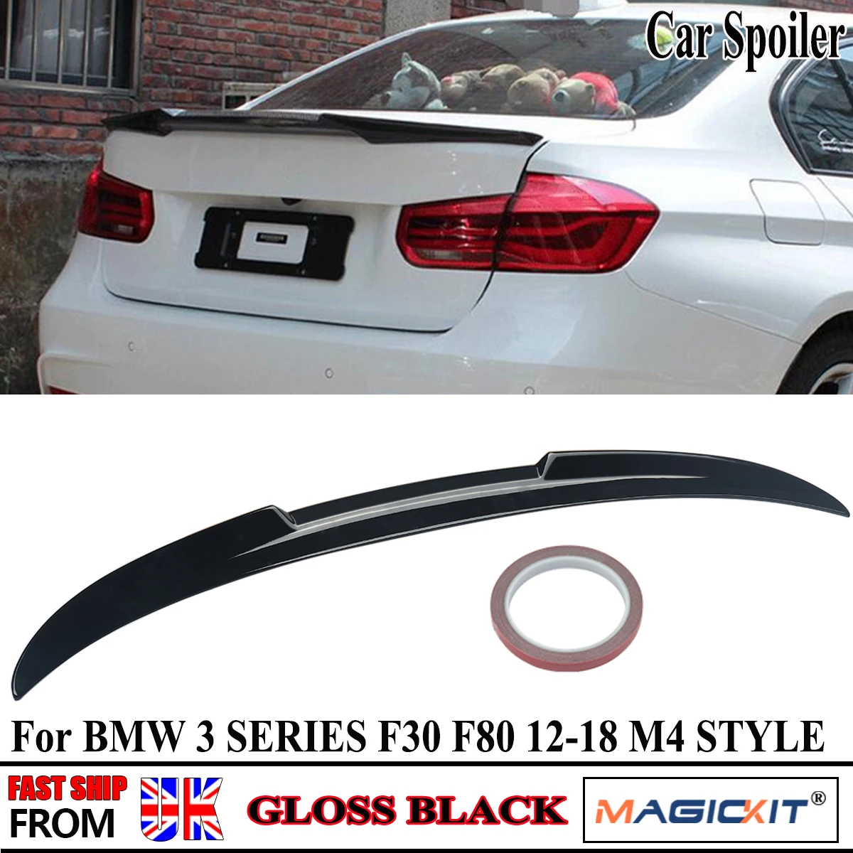 

FOR BMW 3 Series F30 Tail Spoiler F80 320i 340i 316d 320d 335d Saloon 2012-2018 Gloss Black M4 Style Rear Trunk Spoiler Lip Wing