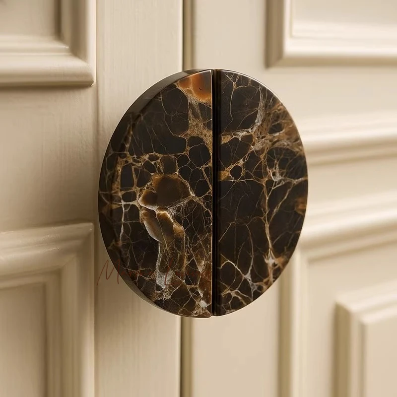 

100% natural marble Italian light luxury clothing glass door semi-circular handle advanced creative home decoration handle