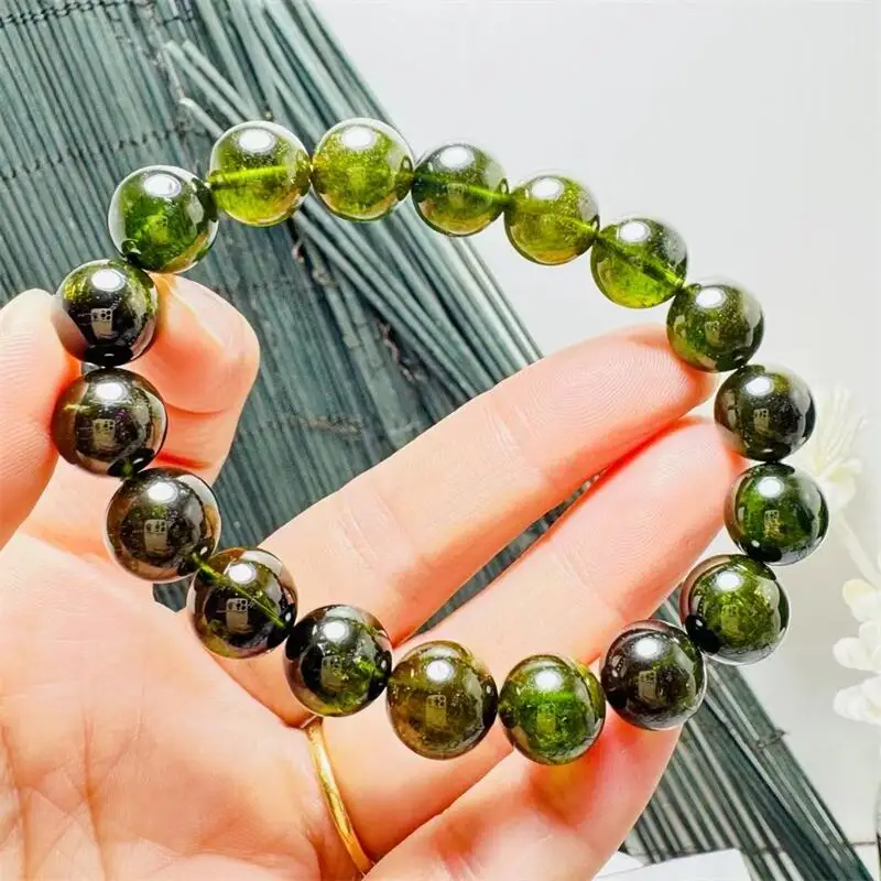 

10.6MM Natural Green Tourmaline Bracelet Charms Strand Women Men Exquisite Jewelry Gift Healing Crystal Energy Gift 1pcs