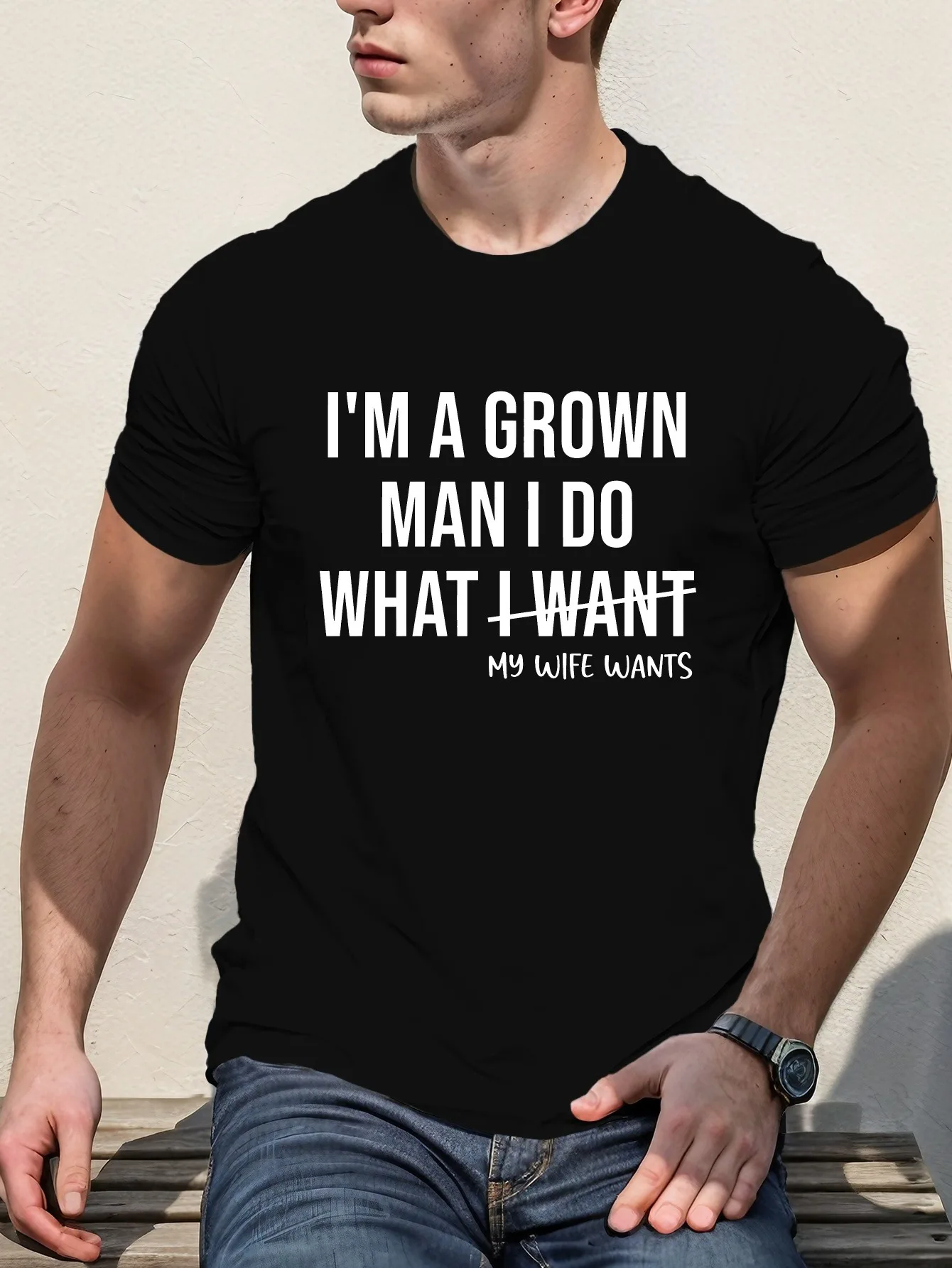 تي شيرت رجالي منقوش باللون الأزرق الملكي - "أنا بالغ، أفعل ما أريده" برقبة دائرية بأكمام قصيرة، قابل للغسل في الصيف