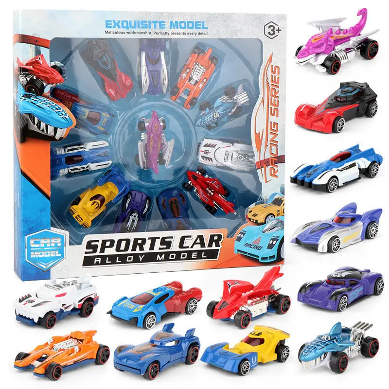 Juego de coches de juguete de aleación de alta simulación, 12 Uds., nuevo modelo de carreras de coches deportivos de aleación, colección de regalos de modelo de coche para niños