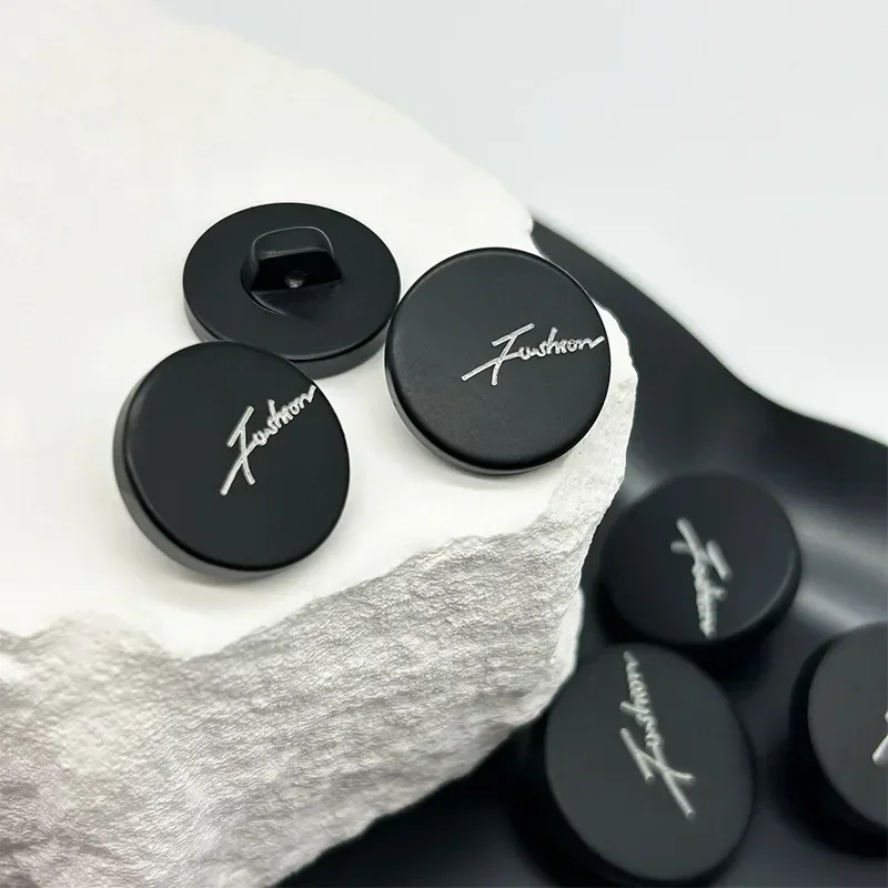 10pcs Black Fashion Shank Buttons Durable Resin 15/20/25mm Round Smooth Buttons DIY Garment Accessories