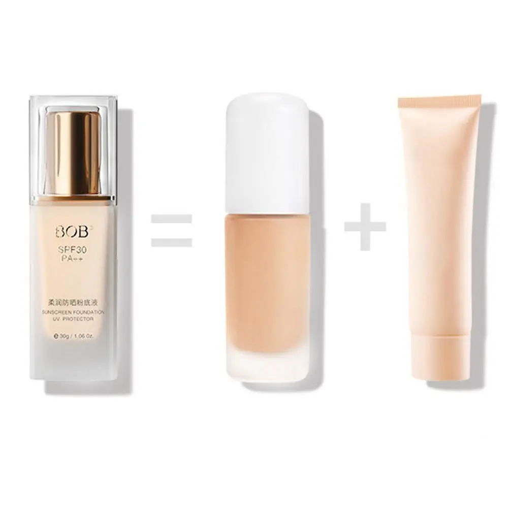 Non-Fluffing Lightweight Liquid Foundation 30ml Volume Sweatproof Waterproof Foundation Sunscreen Naturally Face Base Cream