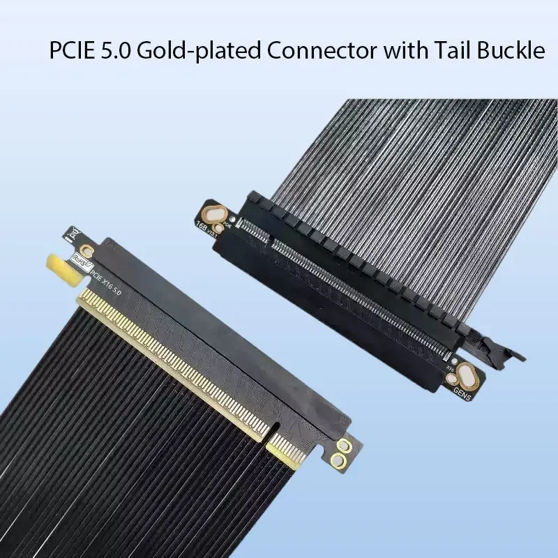 PCI-E PCIe 5.0 X16 Cable Dual Reverse Structure PCI Express Riser Gen5 for ITX Chassis RTX5090 5080 4090 Silver-Plated Shielded