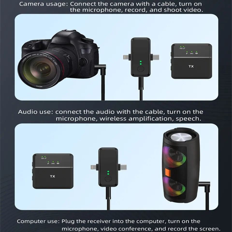 Sans fil Lavalier Microphone avec 3.5mm Audio Câble Lapel Mic Pour Caméra Smartphone Carte Son Enregistrement Mic pour Youtube