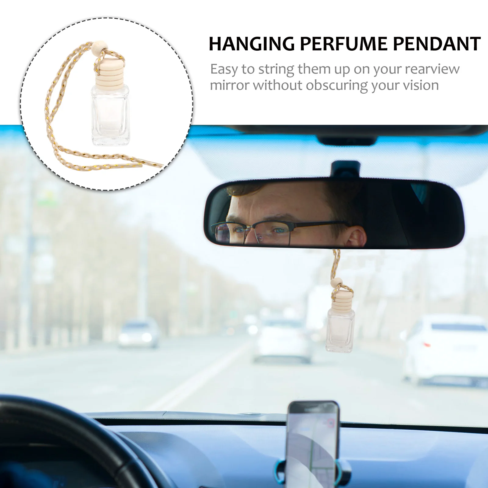 

10pcs Car Perfume Pendant Essential Oil Sub-Bottle Glass Bottle Hanging Decor Air Freshener Purify Air Rearview Mirror Ornament
