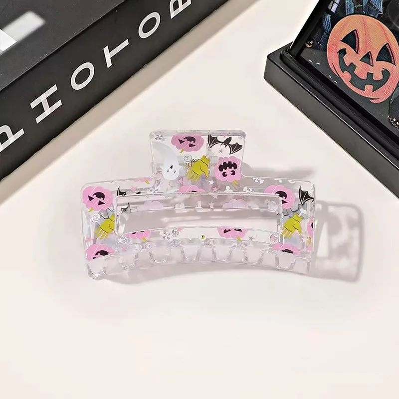 Kürbis-Fledermaus-Print Halloween-Haarspange für Frauen Interessante Party-Haarklammer Modische Mädchen-Haarklemme Haaraccessoires – Detail 6