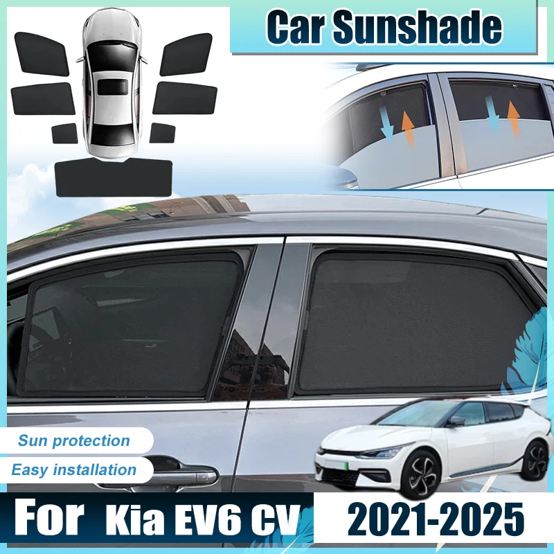 

For Kia EV6 Accessories 2025 CV 2021 2022 2023 2024 Car Front Rear Window Sun Shades Covers Anti UV Visors Heat Accesorios Mesh