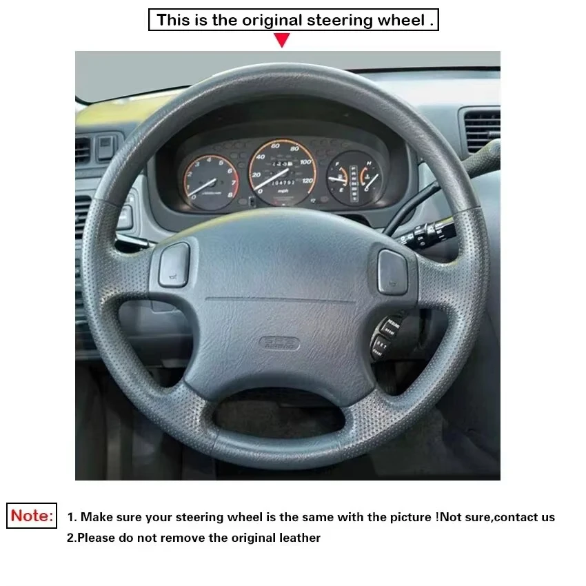 غطاء عجلة قيادة السيارة من الجلد الصناعي الأسود لهوندا CRV CR-V Accord 6 Odyssey Prelude Civic 1996-2002 Acura CL 1998-2003