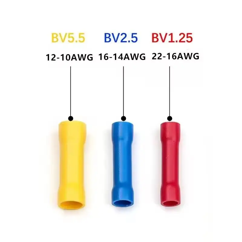 50Pcs Cold Press Terminal Assorted Butt Connector Insulated Crimp Terminals Electrical Cable Wire ConnectorsBH-ELEVEN