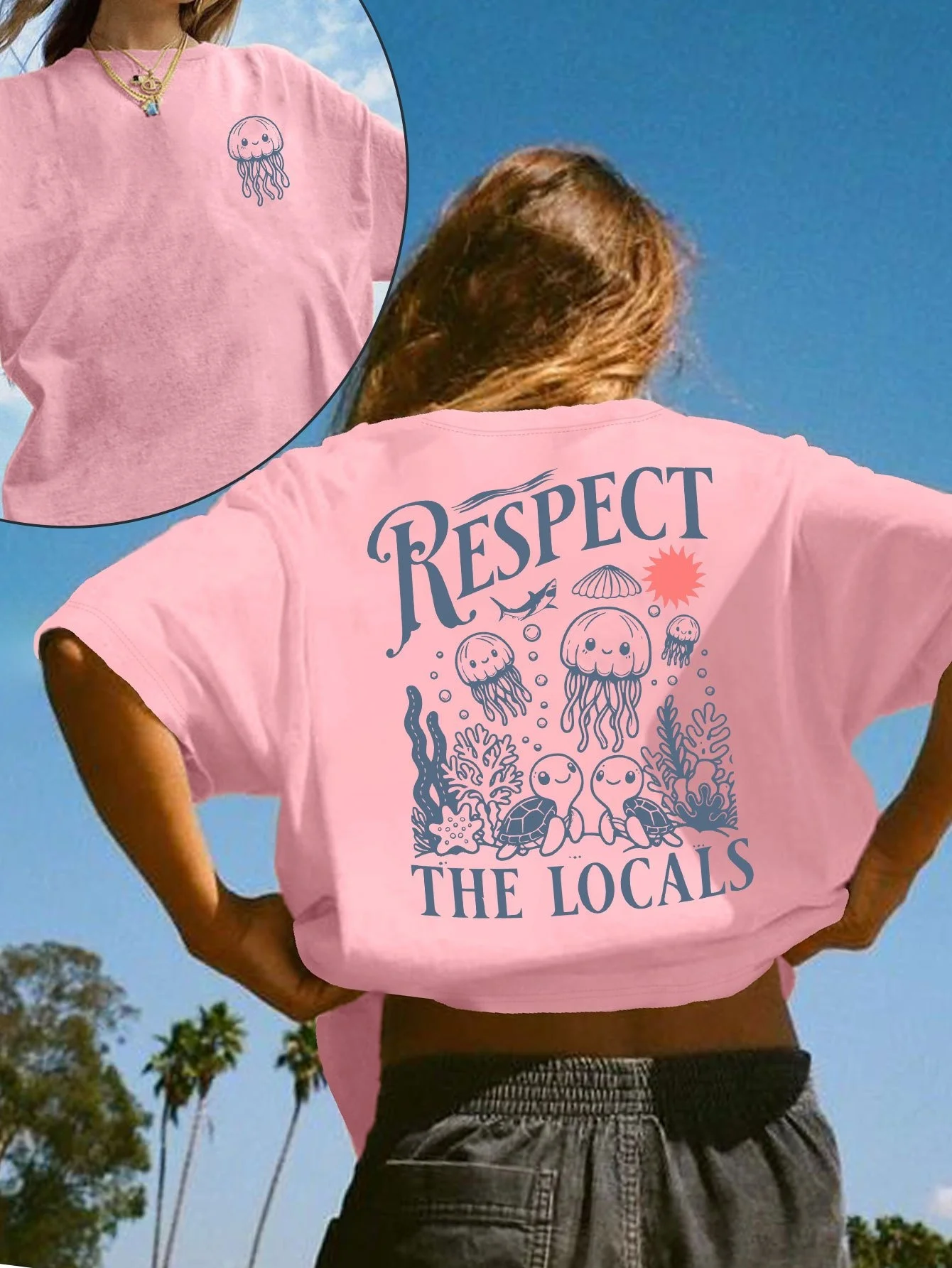 Beach Vacation Marine T-shirt Marine Conservation T-shirt Respect for Locals Fashion Beach T-shirt Marine Animals Easy To Take