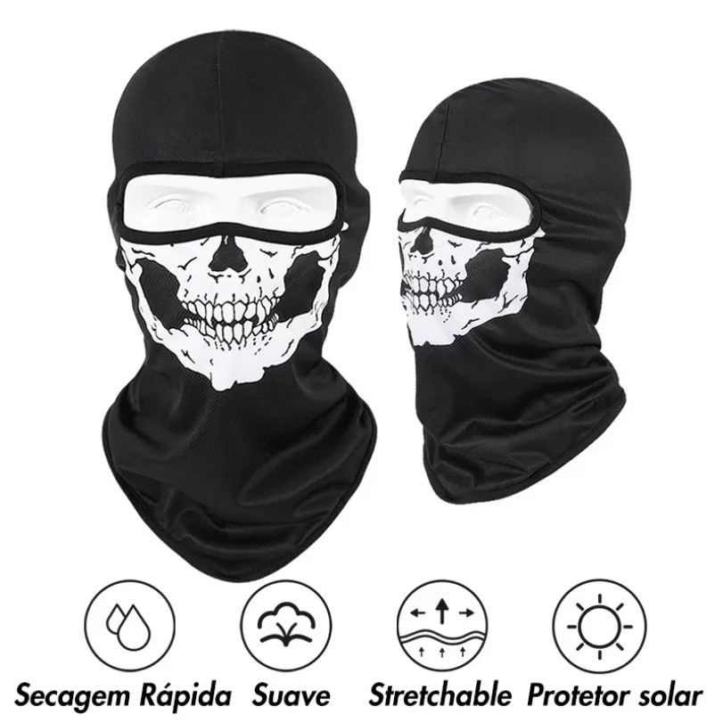 دراجة بالاكلافا قناع الوجه الكامل الجمجمة طباعة دراجة نارية قناع الوجه الكامل يندبروف التزلج رئيس الرقبة أدفأ دراجة خوذة بطانة