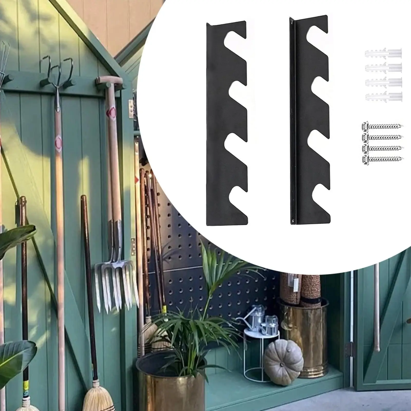 

Органайзер для садовых инструментов. Стойка для универса. Простая установка. Настенные органайзеры для гаража для метлы, грабли, швабры. Настенная полка для хранения инструментов.