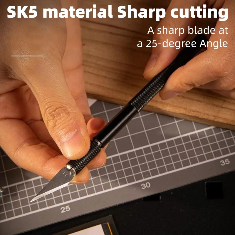 DELI Black Engraving Craft knives + 10pcs Blades Non-Slip Metal Scalpel Knife Tools Kit Cutter DIY Repair Hand Tools