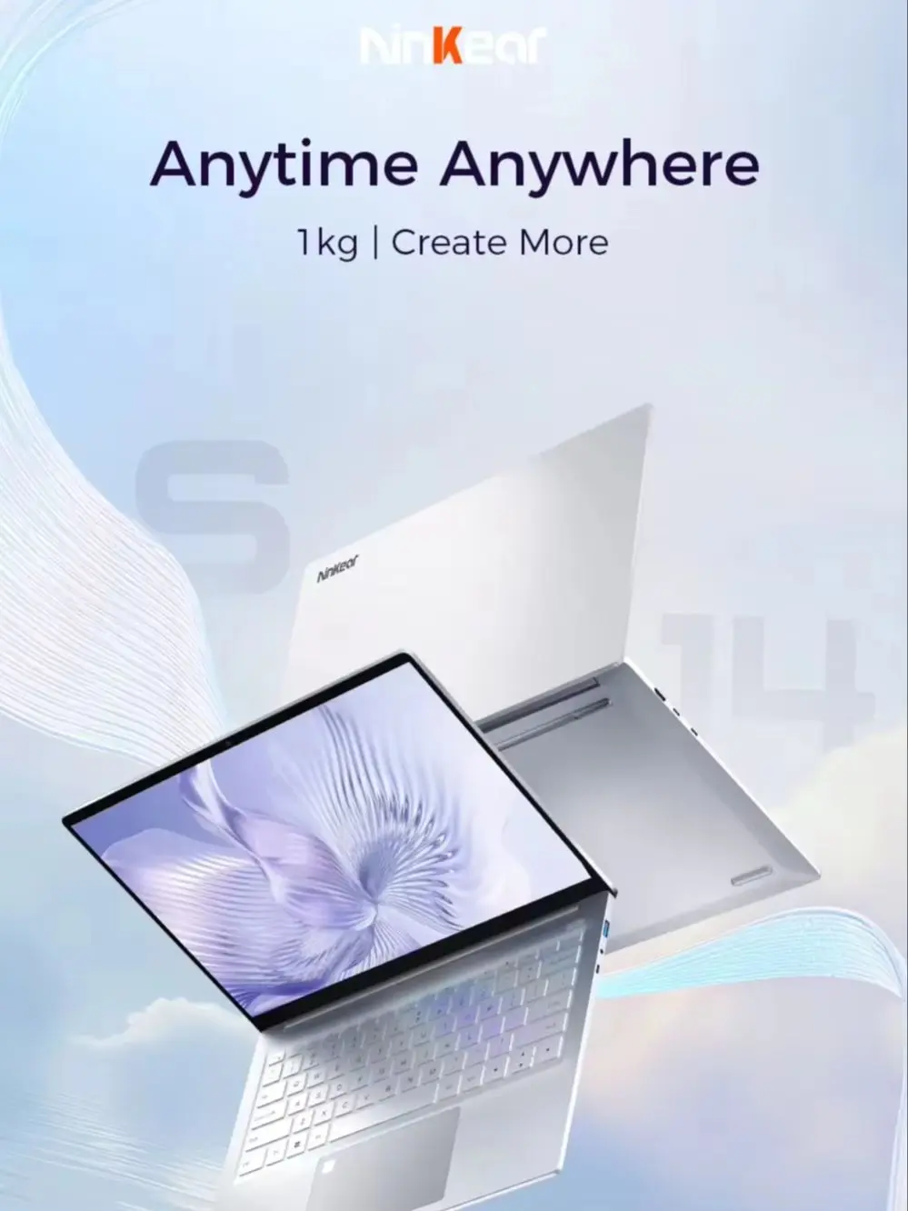 Ninkear 14 Zoll Laptop AMD Ryzen 5 6600H 16GB LPDDR5 RAM 512GB SSD 2.2K IPS Display 100% sRGB Ultradünn 1KG Notebook PC WiFi 6 Bluetooth 5.3 Fingerabdruck PD65W Schnellladen Metallgehäuse
