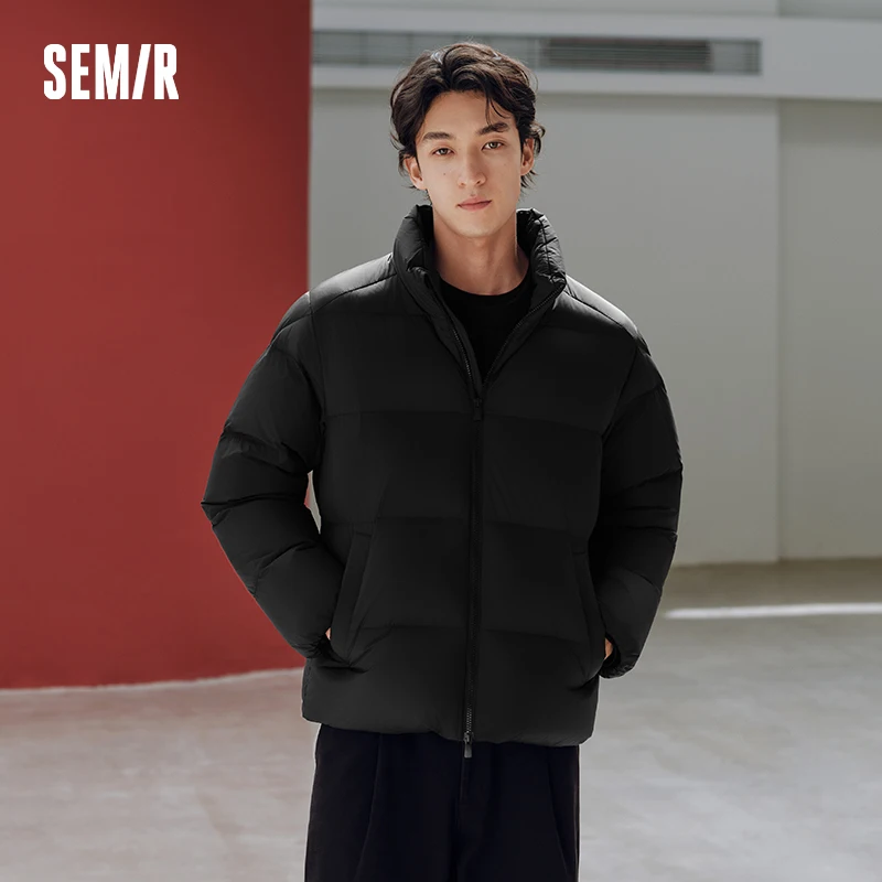 Semir Men Down Jacket Windproof Water Repellent Stand Collar Solid Color Lightweight 2026 New Winter Daily Wear