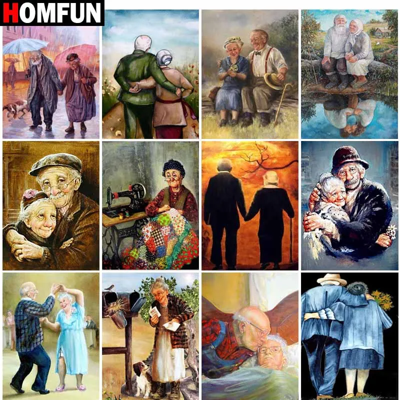 

HOMFUN полная квадратная/круглая дрель 5D DIY алмазная живопись "Сцена портрета старика" вышивка крестиком 5D домашний декор подарок