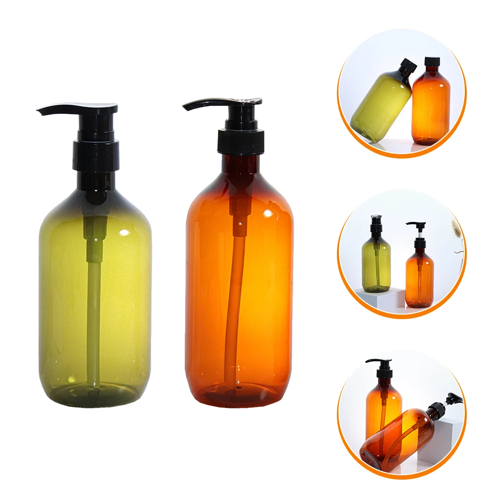 

2pcs 500Ml Shampoo Bottle Soap Dispenser Press Type Pump For Body Wash Lotion Face Hand Cream Leak Proof Travel Friendly Shampoo