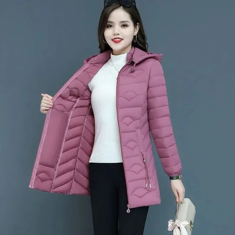 Women Winter Jacket 2023 New Fashion Mid Long Down Cotton Women Coats Parkas Female Casual Warm Outerwear Hooded Winter Coat 6XL