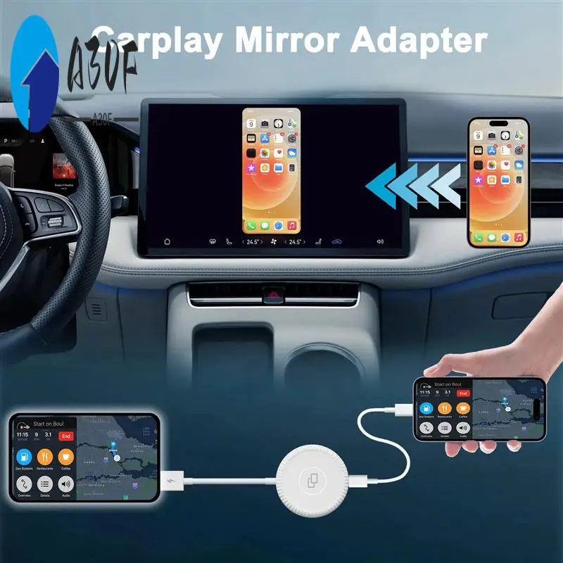 

A30F-2PCS Wired Carplay Mirror Adapter For Carplay Mirror Dongle With PD For Converting Video To Car Display