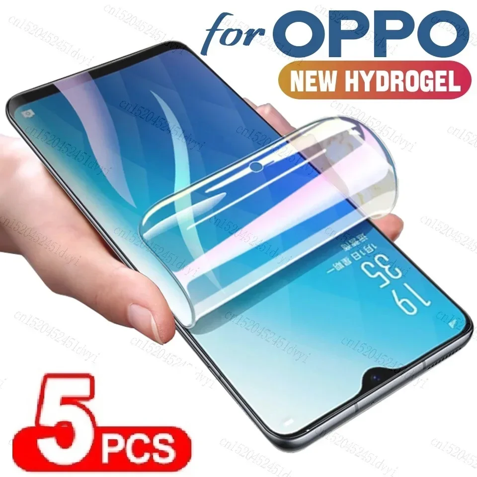 Película de hidrogel de cobertura completa, 5 peças para oppo a94 a12 a54 a31 a32 a33 a5 a9 2020 a53 protetor de tela para oppo a74 a91 a92 a76 filme de gel