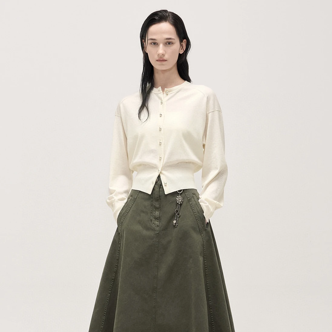 

Весенний круглый вязаный открытый кардиган Ne в Корейском стиле, приталенный крой, мягкая смесь хлопка, длинная сверовая длина, дышащие женские купальники...