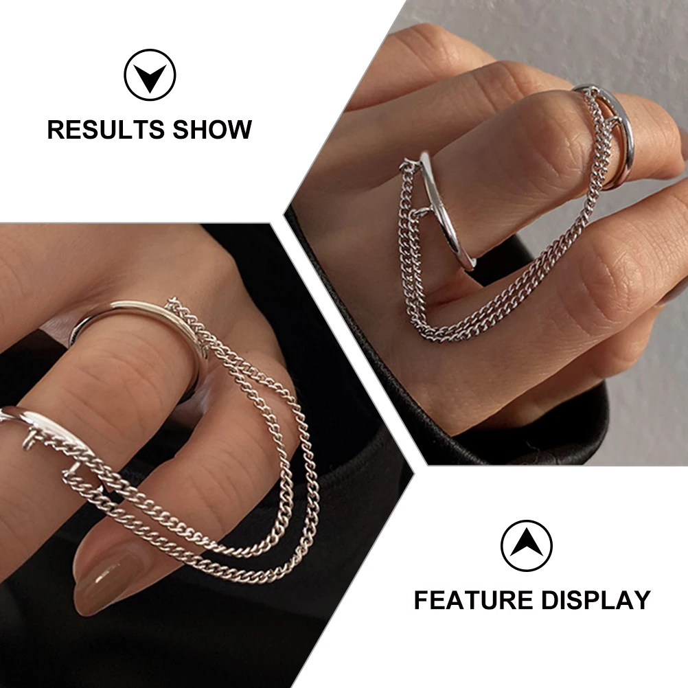 

Adjustable Chain Double Finger Jewelry Vintage Cross Modeling Hand Ring for Women Men Selfie Costume Decoration Alloy Unisex