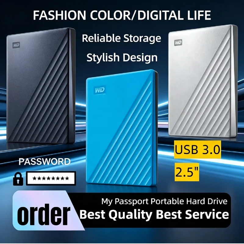 New For Western Digital 1TB 3TB Elements Portable External HDD USB 3.0 Stable Hard Disk For Office Laptop Desktop PC