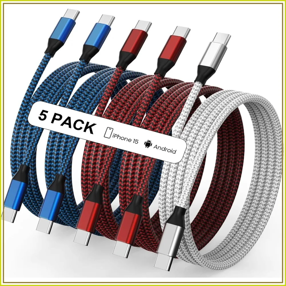 USB C to USB C Cable Nylon Braided 60W 3/6/10FT Fast Charging for iPhone 17/16/15, Samsung S25/S24, MacBook, iPad