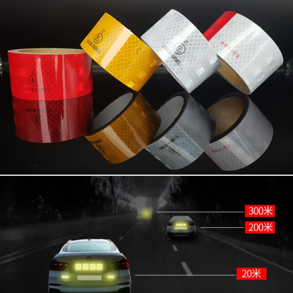 3M/5M Reflective Tape Outdoor Waterproof Conspicuity Strong Adhesive Reflector Tape Warning Safety for Trailer Truck Boats Sign