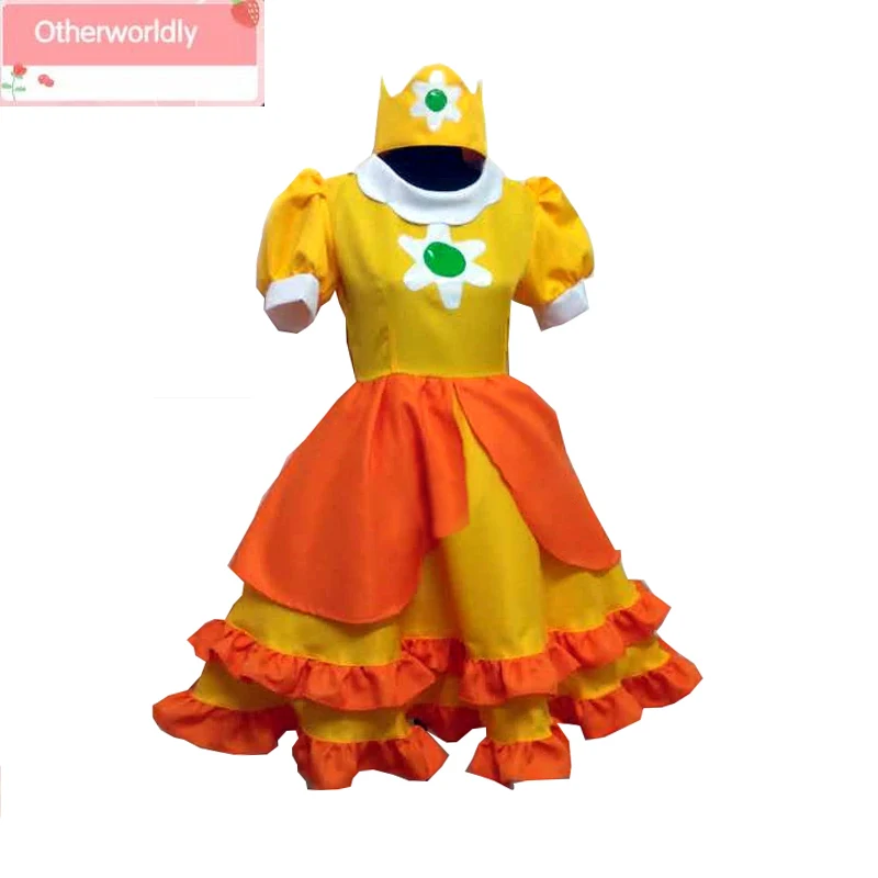 

Game Princess Daisy Cosplay Costume Girls Cute Lolita Dress Fancy Halloween Carnival Uniforms Custom Made