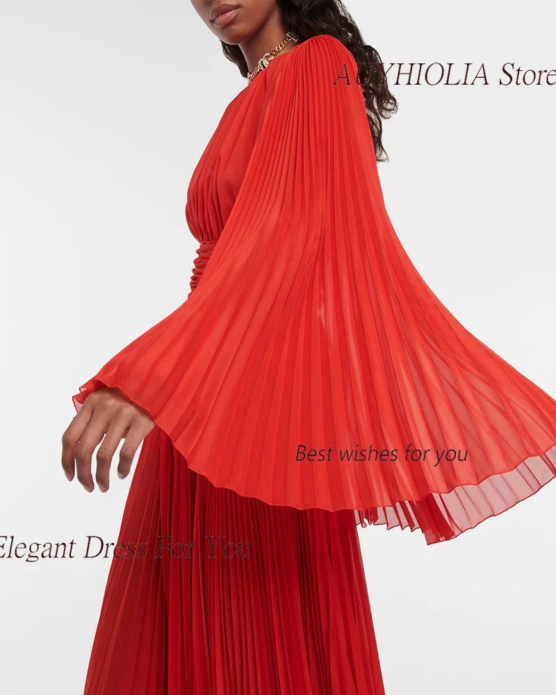 Chiffon O-Neck Evening Dresses For Sexy Women 2024 정장원피스 Vestidos de festa Elegant Pleated Formal Cocktail Long Party Gowns