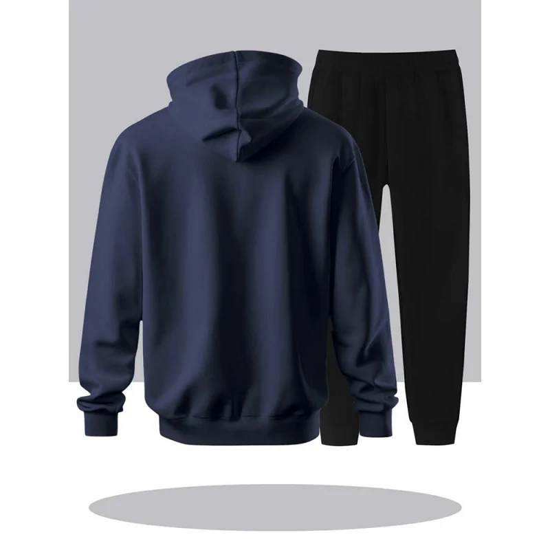 ملابس رياضية للرجال لفصلي الخريف والشتاء 2025، مجموعة كاجوال للجري واللياقة البدنية، سترة بغطاء للرأس وسراويل رياضية مناسبة لكل من الرجال والنساء #2