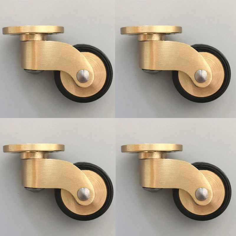 Roulettes silencieuses résistantes à l'usure en laiton et caoutchouc, table, chaise, canapé, pieds de canapé, roulettes de meubles, 360 °, nouveau, 4 pièces, 1 en effet