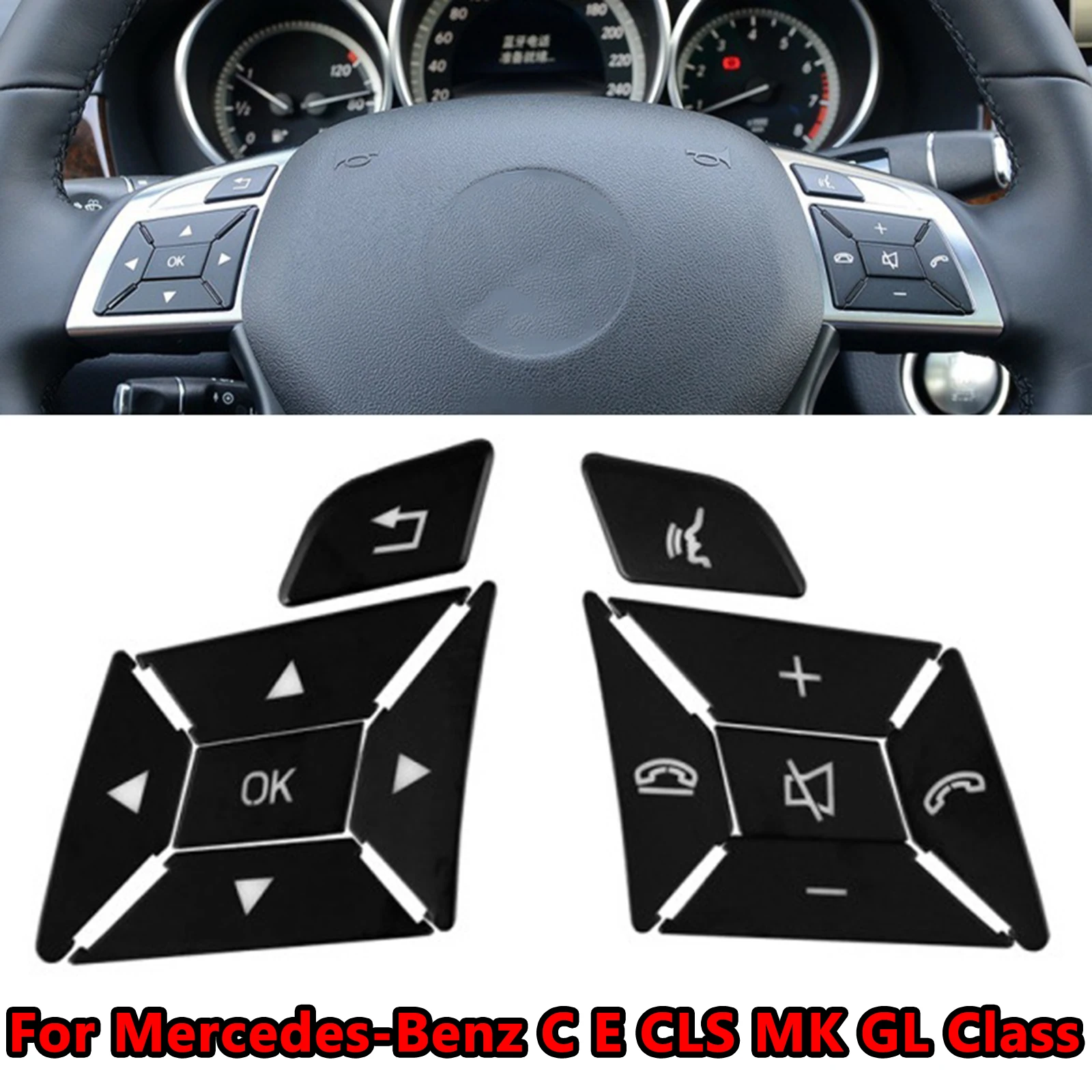 Car Parts 12Pcs Steering Wheel Button Trim Kits Cover For Mercedes-Benz A B Class 2012 2013 2014 ML GL Class 2012 2013 2014 2015